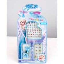 1 Adet Figürlü Kendinden Yapışkanlı Çocuk Takma Tırnak Sticker Yüz ve Tırnak Taşı ve Toka Seti