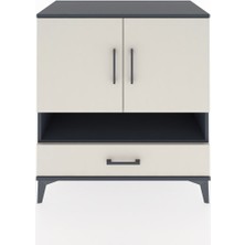 Hyperion Şifonyer 4 Raflı Tek Çekmeceli 2 Kapaklı 88X44X96 Antrasit-Aytaşı