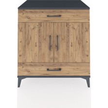 Kronos Şifonyer 2 Raflı 2 Çekmeceli 2 Kapaklı 88X59X96 Antrasit-Çam