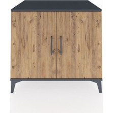 Kronos Şifonyer Tek Raflı 2 Kapaklı 88X59X80 Antrasit-Çam