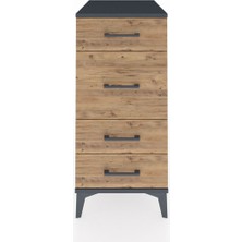 Kronos Komodin 4 Çekmeceli 44X59X96 Antrasit-Çam