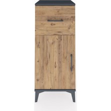 Hyperion Komodin Tek Raflı Tek Çekmeceli Tek Kapaklı 44X44X106 Antrasit-Çam