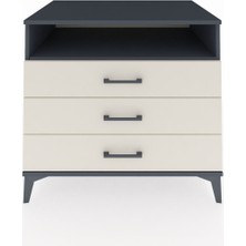 Kronos Şifonyer Tek Raflı 3 Çekmeceli 88X59X80 Antrasit-Aytaşı