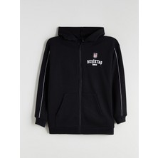 Lc Waikiki Yeni Sezon Kapüşonlu Beşiktaş Baskılı Erkek Çocuk Fermuarlı Sweatshirt