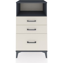 Hyperion Komodin Tek Raflı 3 Çekmeceli 60X44X106 Antrasit-Aytaşı