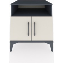 Kronos Komodin 2 Raflı 2 Kapaklı 60X59X64 Antrasit-Aytaşı