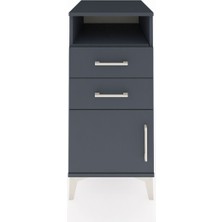 Kronos Komodin Tek Raflı 2 Çekmeceli Tek Kapaklı 44X59X96 Antrasit-Antrasit