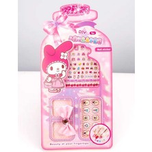 1 Adet Figürlü Kendinden Yapışkanlı Çocuk Takma Tırnak Sticker Yüz ve Tırnak Taşı ve Toka Seti