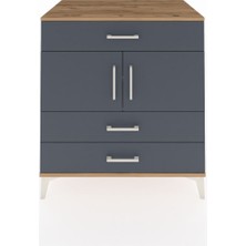 Kronos Şifonyer 2 Raflı 3 Çekmeceli 2 Kapaklı 88X59X96 Çam-Antrasit