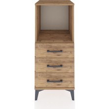 Hyperion Komodin Tek Raflı 3 Çekmeceli 44X44X106 Çam-Çam