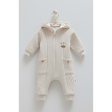 Good Vıbes Kapüşonlu Fermuarlı Tulum - Caramell  - TE2042 - Taş - 9 - 12 Ay - TE2042-TAŞ-9 - 12 Ay Taş