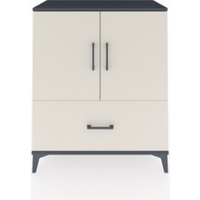 Hyperion Şifonyer 2 Raflı Tek Çekmeceli 2 Kapaklı 88X44X106 Antrasit-Aytaşı