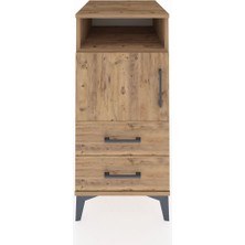 Kronos Komodin 2 Raflı 2 Çekmeceli Tek Kapaklı 44X59X96 Çam-Çam