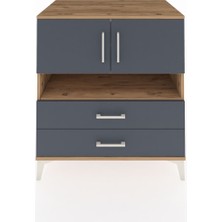 Kronos Şifonyer 3 Raflı 2 Çekmeceli 2 Kapaklı 88X59X96 Çam-Antrasit