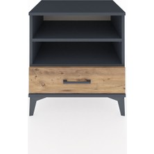 Hyperion Komodin 2 Raflı Tek Çekmeceli 60X44X64 Antrasit-Çam