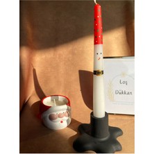 1 Adet Kardan Adam Desenli El Çizimi Yılbaşı - Noel - Yeni Yıl  Konseptli Şamdan Mumu - Kış Mumu