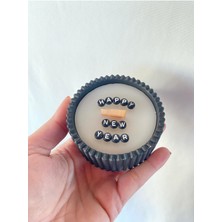 Yılbaşı - Noel Temalı Şık Kase Beton Mum 1 Adet