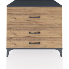 Kronos Şifonyer 3 Çekmeceli 88X59X80 Antrasit-Çam