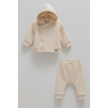 Soft Teddy Kapüşonlu Üçlü Takım - Caramell  - TKU1863 - Ekru - 3 - 6 Ay - TKU1863-EKRU-3 - 6 Ay Ekru