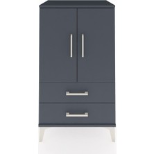 Hyperion Komodin 2 Raflı 2 Çekmeceli 2 Kapaklı 60X44X106 Antrasit-Antrasit