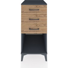 Kronos Komodin 3 Çekmeceli 44X59X96 Antrasit-Çam