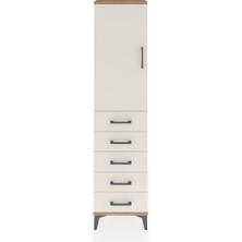 Arges Dolap 2 Raflı 5 Çekmeceli Tek Kapaklı 44X30X182 Çam-Aytaşı