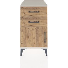 Kronos Komodin Tek Raflı 2 Çekmeceli Tek Kapaklı 44X59X80 Aytaşı-Çam