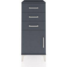 Hyperion Komodin Tek Raflı 3 Çekmeceli Tek Kapaklı 44X44X106 Antrasit-Antrasit