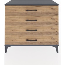 Hyperion Şifonyer 4 Çekmeceli 88X44X80 Antrasit-Çam