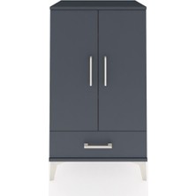 Hyperion Komodin 3 Raflı Tek Çekmeceli 2 Kapaklı 60X44X106 Antrasit-Antrasit
