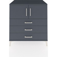 Kronos Şifonyer 2 Raflı 3 Çekmeceli 2 Kapaklı 88X59X96 Antrasit-Antrasit