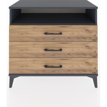 Hyperion Şifonyer Tek Raflı 3 Çekmeceli 88X44X80 Antrasit-Çam
