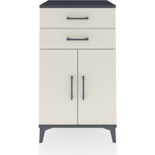 Hyperion Komodin Tek Raflı 2 Çekmeceli 2 Kapaklı 60X44X106 Antrasit-Aytaşı