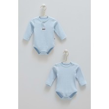 Soft Colour Uzun Kollu Çıtçıtlı Ikili Body - Caramell  - BU1592 - Mavi - 1 - 3 Ay - BU1592-MAVI-1 - 3 Ay Mavi