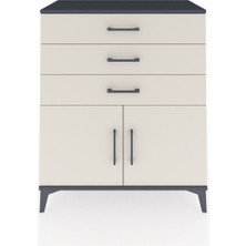 Hyperion Şifonyer Tek Raflı 3 Çekmeceli 2 Kapaklı 88X44X106 Antrasit-Aytaşı