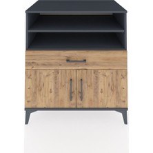 Kronos Şifonyer 3 Raflı Tek Çekmeceli 2 Kapaklı 88X59X96 Antrasit-Çam