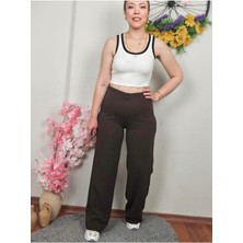 Krep Kumaş Kahve Palazzo Pantolon