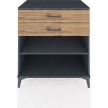 Kronos Şifonyer Tek Raflı 2 Çekmeceli 88X59X96 Antrasit-Çam