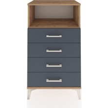 Hyperion Komodin Tek Raflı 4 Çekmeceli 60X44X106 Çam-Antrasit