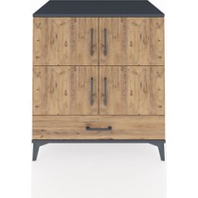 Kronos Şifonyer 4 Raflı Tek Çekmeceli 4 Kapaklı 88X59X96 Antrasit-Çam