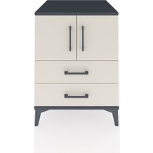 Kronos Komodin 2 Raflı 2 Çekmeceli 2 Kapaklı 60X59X80 Antrasit-Aytaşı