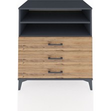 Kronos Şifonyer 2 Raflı 3 Çekmeceli 88X59X96 Antrasit-Çam