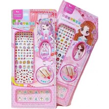 2 Adet Prensesli 150'LI Kız Çocuk Takma Tırnak Sticker Tırnak Süsleme Taşı ve Törpü Seti