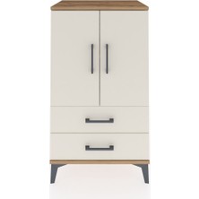 Hyperion Komodin 2 Raflı 2 Çekmeceli 2 Kapaklı 60X44X106 Çam-Aytaşı