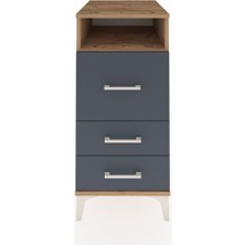 Kronos Komodin Tek Raflı 3 Çekmeceli 44X59X96 Çam-Antrasit