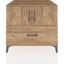 Kronos Şifonyer 2 Raflı Tek Çekmeceli 2 Kapaklı 88X59X80 Çam-Çam
