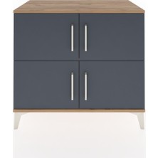 Hyperion Şifonyer Tek Raflı 4 Kapaklı 88X44X80 Çam-Antrasit