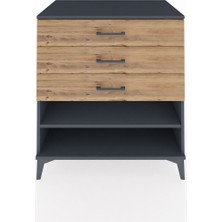Kronos Şifonyer Tek Raflı 3 Çekmeceli 88X59X96 Antrasit-Çam