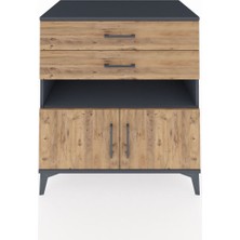 Kronos Şifonyer 2 Raflı 2 Çekmeceli 2 Kapaklı 88X59X96 Antrasit-Çam