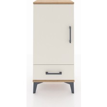 Arges Komodin 3 Raflı Tek Çekmeceli Tek Kapaklı 44X30X96 Çam-Aytaşı